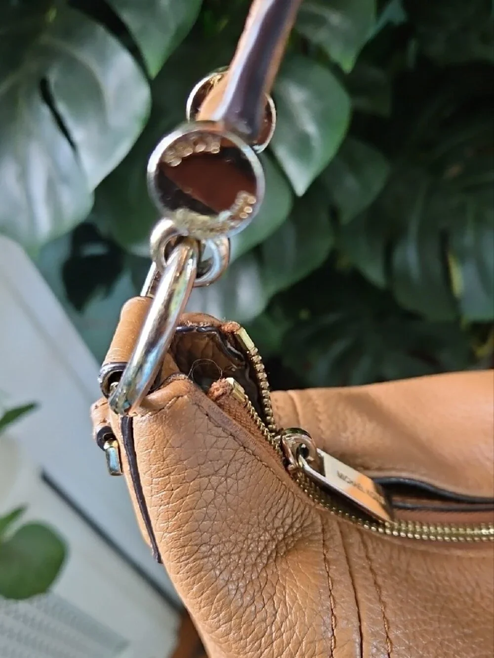 Michael Kors Lydia Large Hobo Shoulder Bag with Tassel in Pebbled Leather